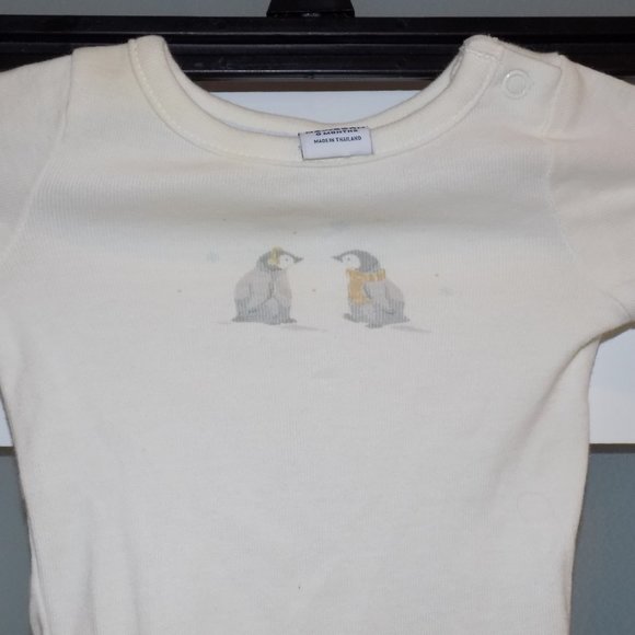 Janie and Jack Penguins Off White LS Snap Tee Size Newborn EUC - Picture 2 of 3